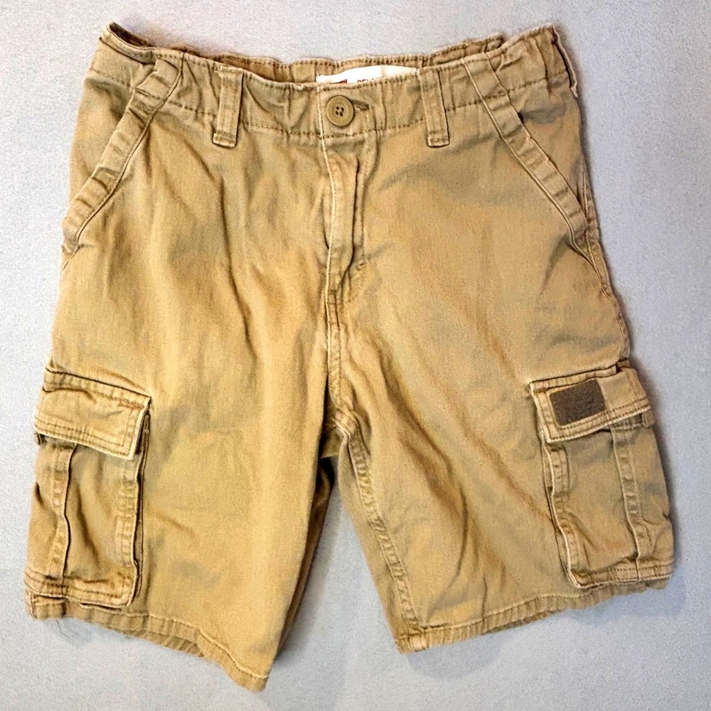 Levis Boys Relaxed Cargo Shorts Khaki Tan Size 16 Adjustable Waist Cotton Blend